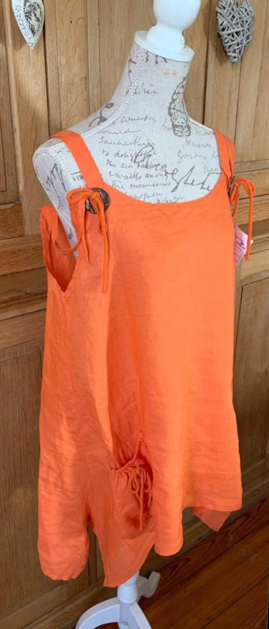 🍊 Bohemian coral & black sleeveless set + white woven leather belt - M/L – photo 8